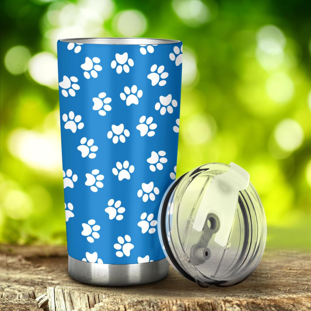 Tumbler Paw Prints Blue-Amaze Style™-Tumbler - Tumbler Paw Prints Blue-20oz Large-Vibe Cosy™
