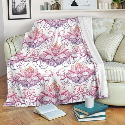 Ombre Lotus (White) - Throw Blankets-Amaze Style™-Premium BlanketOmbre Lotus (White) - Throw Blankets-Youth (56 x 43 inches / 140 x 110 cm)-Vibe Cosy™