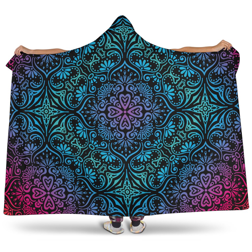 Bohemian Rainbow (Black) - Hooded Blankets-Amaze Style™-Hooded BlanketBohemian Rainbow (Black) - Hooded Blankets-Youth 60"x45"-Vibe Cosy™