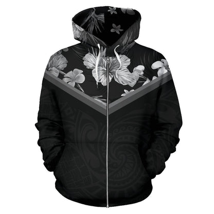 Hawaii Vintage Pattern Hoodie BMW Hisbiscus - AH - J9-ALL OVER PRINT ZIP HOODIES (P)-Phaethon-Zip-Up Hoodie-S-Vibe Cosy™