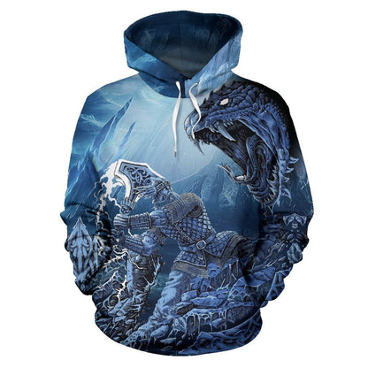 Viking Thor Vs Midgard Serpent All-Over Hoodie A7-ALL OVER PRINT HOODIES (P)-HP Arts-Men's Hoodie - .-S-Blue-Vibe Cosy™