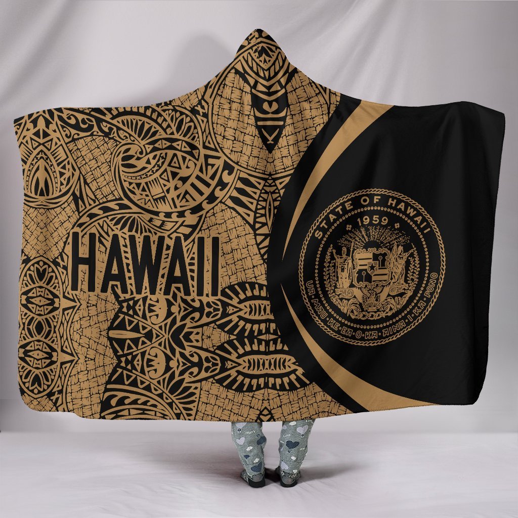 Hawaii Polynesian Hooded Blanket - Circle Style 06 J1-HOODED BLANKETS (P)-Alohawaii-Hooded Blanket-Youth 60"x45"-White-Vibe Cosy™
