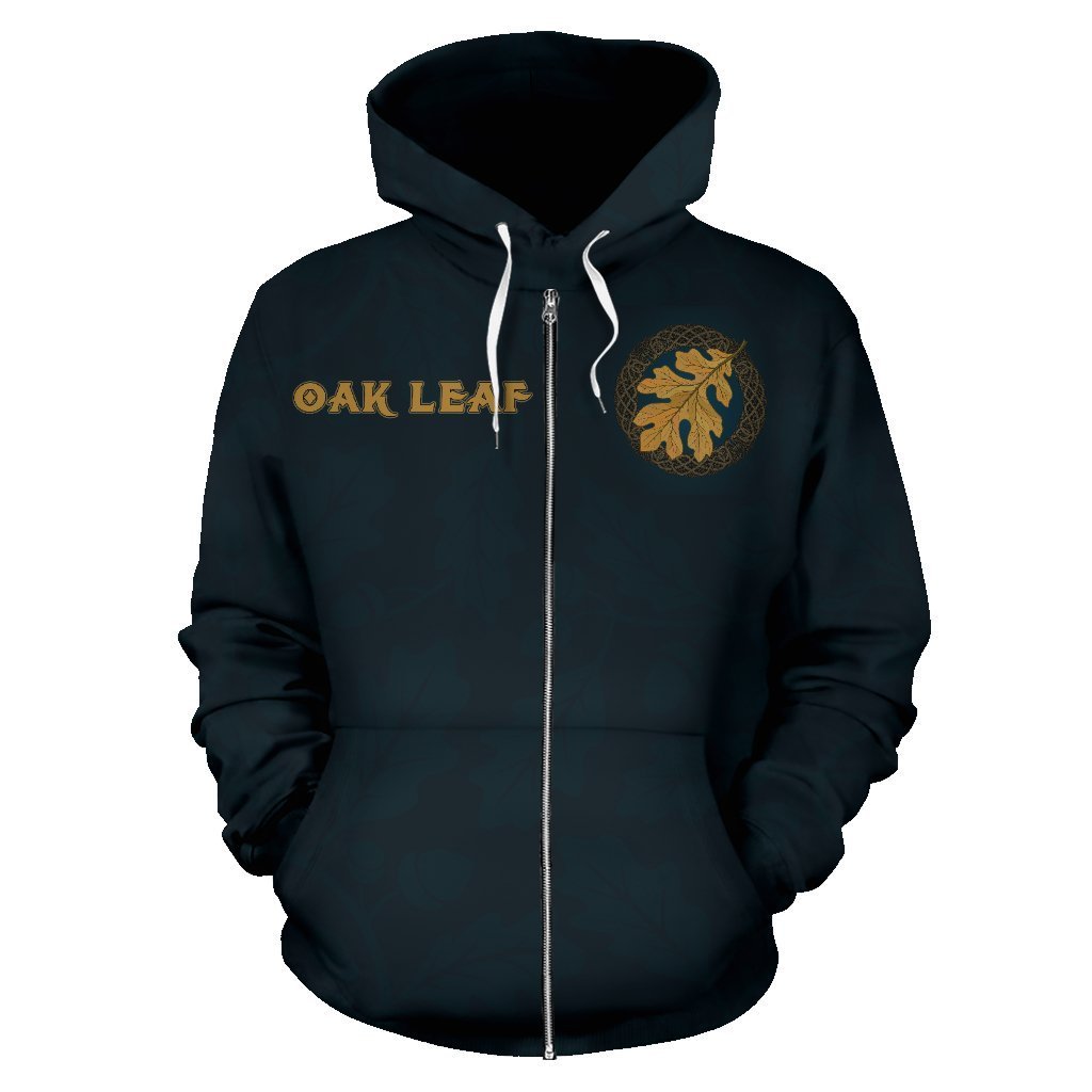 Oak Leaf Viking All Over Zip-Up Hoodie - BN09-ALL OVER PRINT ZIP HOODIES (P)-HP Arts-Zip-Up Hoodie-S-Vibe Cosy™