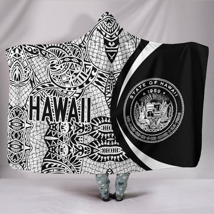 Hawaii Polynesian Hooded Blanket - Circle Style 01 J1-HOODED BLANKETS (P)-Alohawaii-Hooded Blanket-Youth 60"x45"-White-Vibe Cosy™