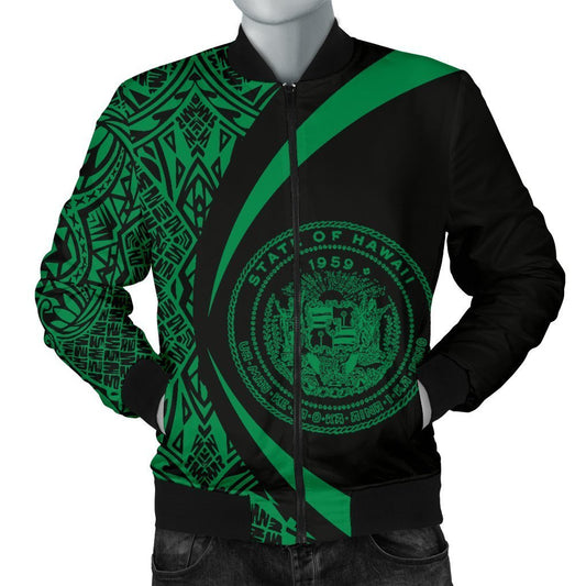 Hawaii Coat Of Arm Polynesian Men's Bomber Jacket - PL03-BOMBER JACKETS (P)-PL8386-Men's Bomber Jacket-S-White-Vibe Cosy™