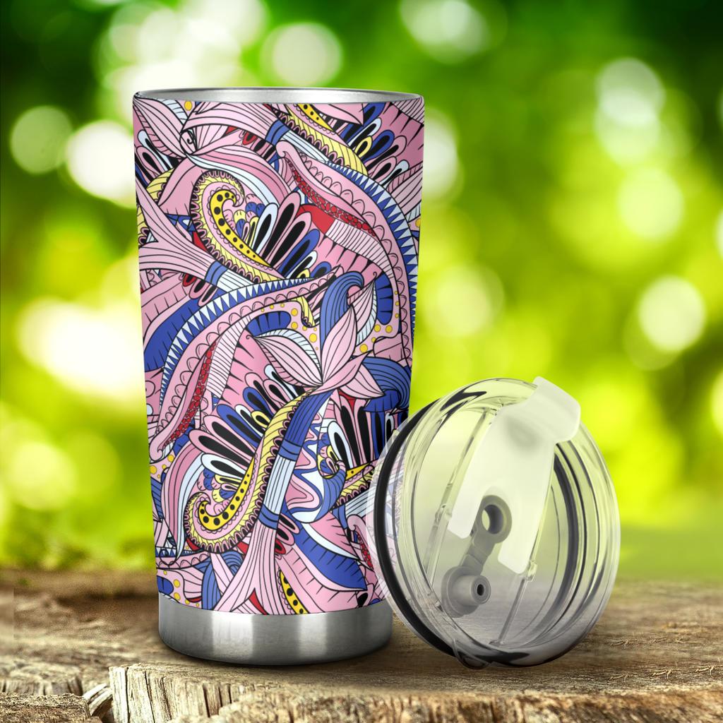 Funky Patterns in Pinks - Travel Tumbler-Amaze Style™-Tumbler - Funky Patterns in Pinks - Travel Tumbler-20oz Large-Vibe Cosy™