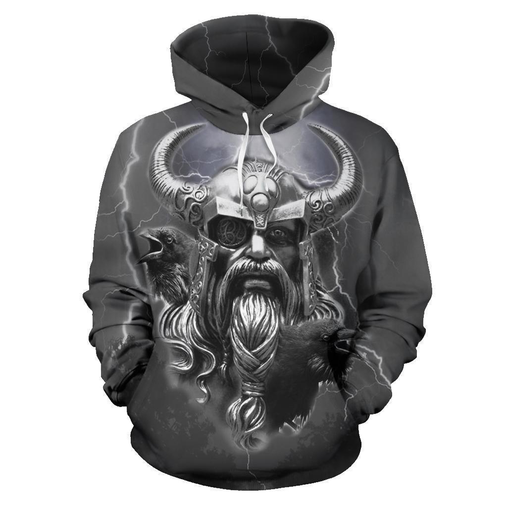 Odin Viking All Over Hoodie Bn10-ALL OVER PRINT HOODIES (P)-HP Arts-Hoodie-S-Gray-Vibe Cosy™