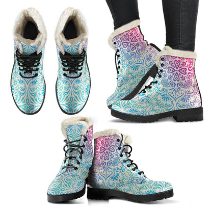 Bohemian Ombre (Sweet Corn) - Vegan Fur Leather Boots-Amaze Style™-Women's Faux Fur Leather BootsBohemian Ombre (Sweet Corn) - Vegan Fur Leather Boots-US5 (EU35)-Vibe Cosy™