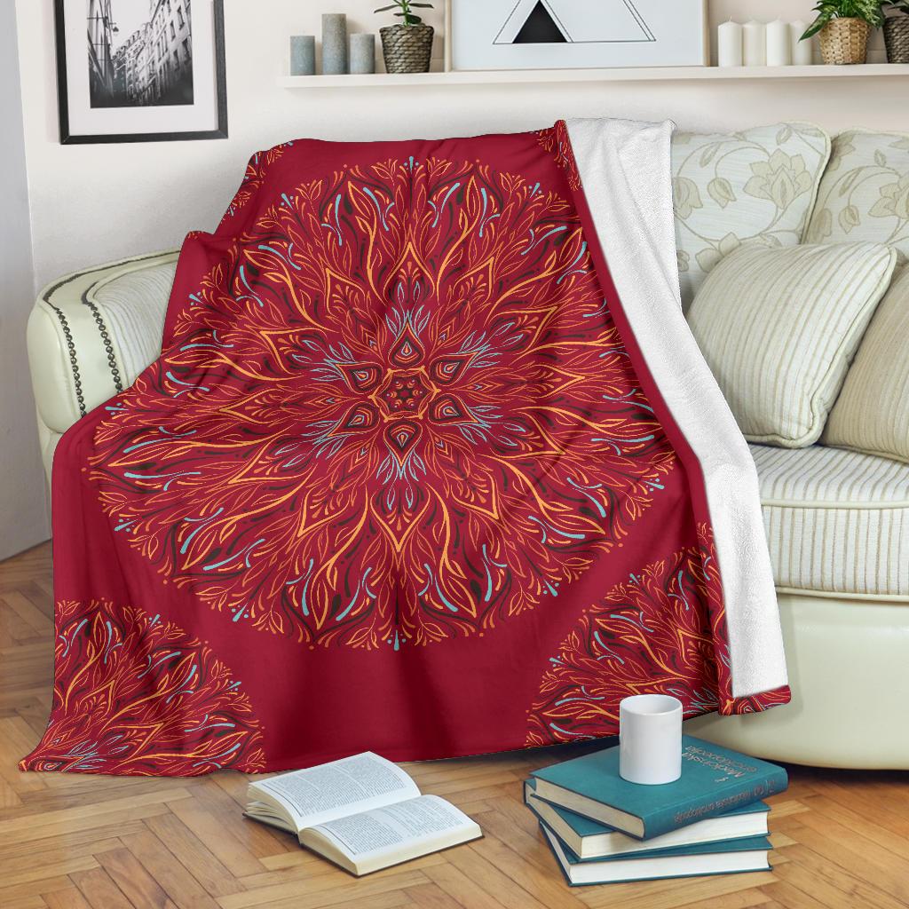 Mandala P1 (Jester Red) - Throw Blankets-Amaze Style™-Premium BlanketMandala P1 (Jester Red) - Throw Blankets-Youth (56 x 43 inches / 140 x 110 cm)-Vibe Cosy™