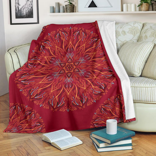 Mandala P1 (Jester Red) - Throw Blankets-Amaze Style™-Premium BlanketMandala P1 (Jester Red) - Throw Blankets-Youth (56 x 43 inches / 140 x 110 cm)-Vibe Cosy™