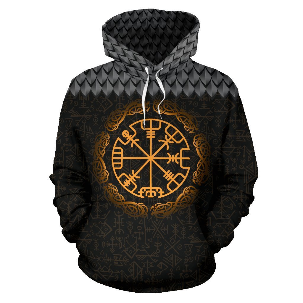 Viking Warrior Pullover Hoodie A0-ALL OVER PRINT HOODIES (P)-HP Arts-Men-S-Black-Vibe Cosy™