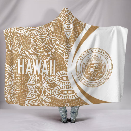 Hawaii Polynesian Hooded Blanket - Circle Style 07 J1-HOODED BLANKETS (P)-Alohawaii-Hooded Blanket-Youth 60"x45"-White-Vibe Cosy™