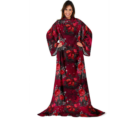 Dark Roses sleeve blanket-Amaze Style™-Sleeve Blanket - Dark Roses sleeve blanket-Adult 69"X53"-Vibe Cosy™