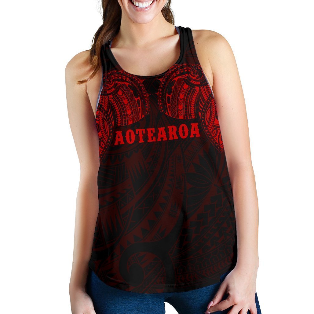 Aotearoa Maori Tattoo Women's Racerback Tank Red K4-WOMENS RACERBACK TANK-HD09-Racerback Tank Top - .-XS-Vibe Cosy™
