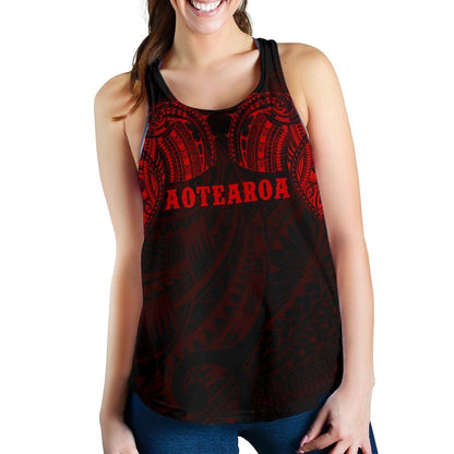 Aotearoa Maori Tattoo Women's Racerback Tank Red K4-WOMENS RACERBACK TANK-HD09-Racerback Tank Top - .-XS-Vibe Cosy™