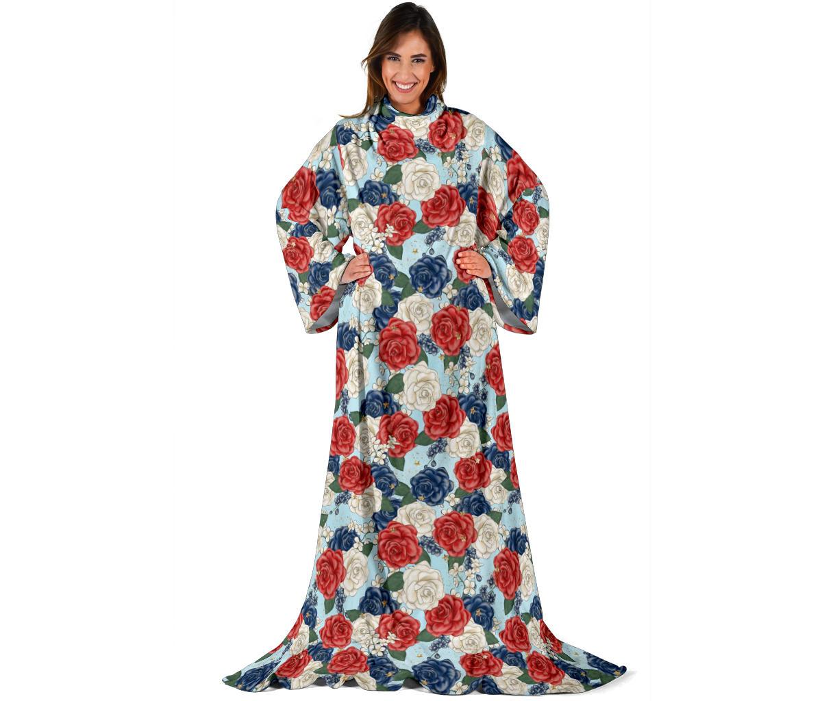 Roses sleeve blanket-Amaze Style™-Sleeve Blanket - Roses sleeve blanket-Adult 69"X53"-Vibe Cosy™