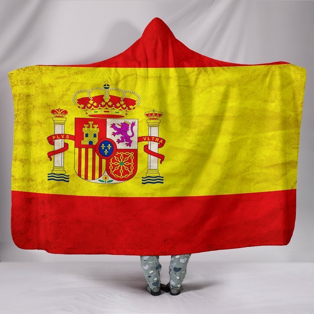 Custom Hoodie Blanket - Spanish Flag-6teenth World™-Hooded Blanket-Youth 60"x45"-Vibe Cosy™