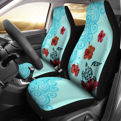 Turtle And Hibiscus Car Seat Covers 02 - AH-CAR SEAT COVERS-Alohawaii-Car Seat Covers-Universal Fit-White-Vibe Cosy™
