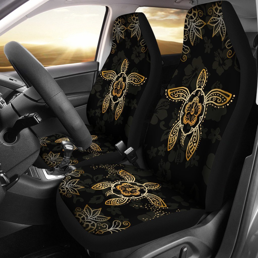 Hawaii Golden Turtle And Hibiscus Car Seat Covers - AH-CAR SEAT COVERS-Alohawaii-Car Seat Covers-Universal Fit-White-Vibe Cosy™