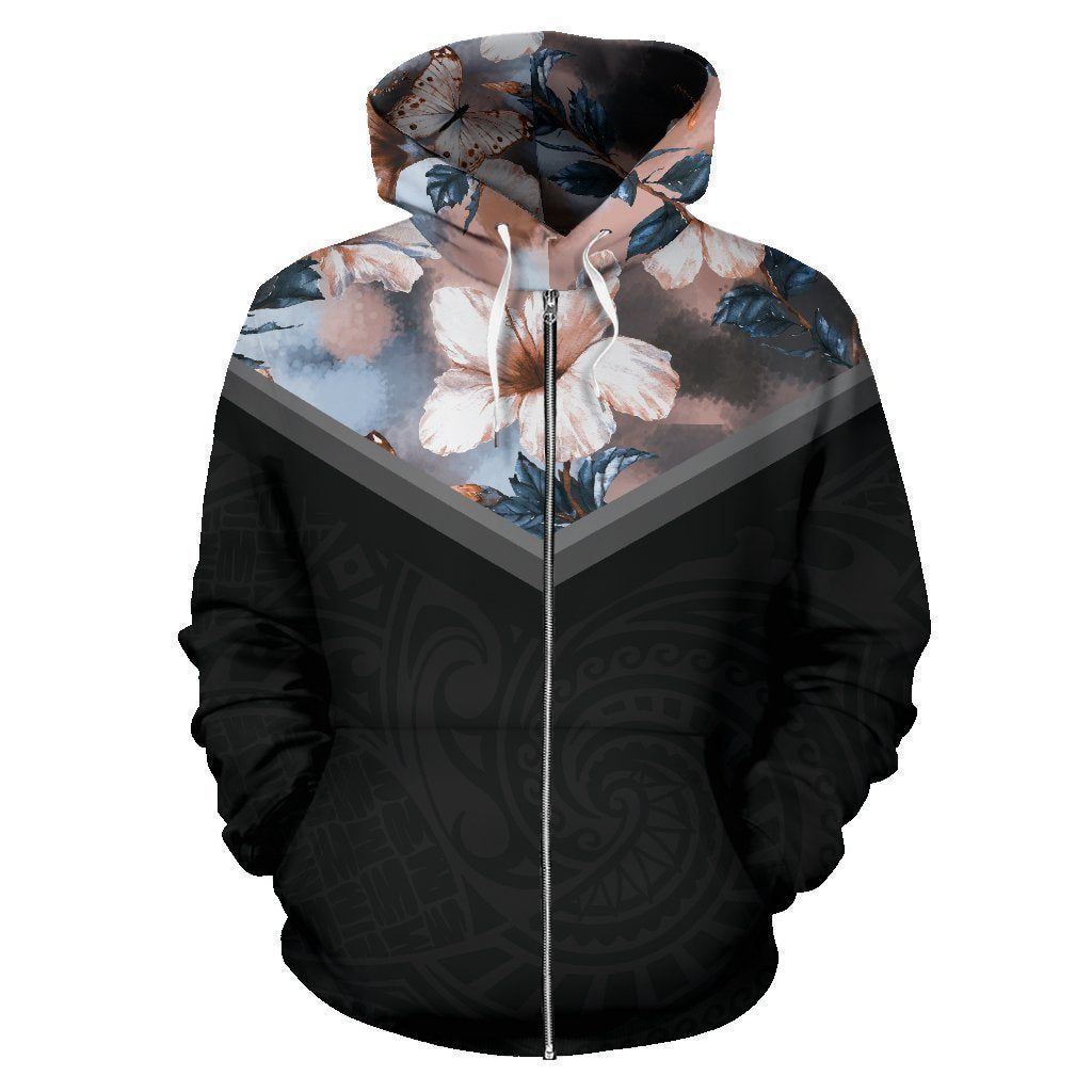 Hawaii Vintage Pattern Hoodie Blur Pink Hibiscus - AH - J9-ALL OVER PRINT ZIP HOODIES (P)-Phaethon-Zip-Up Hoodie-S-Vibe Cosy™