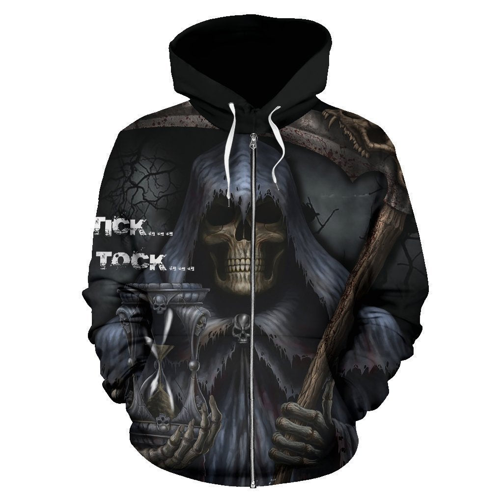 Your time is up all over zip-up hoodie-6teenth Outlet-Men's Zip-Up Hoodie - Your time is up all over zip-up hoodie-S-Vibe Cosy™