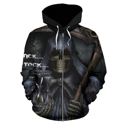 Your time is up all over zip-up hoodie-6teenth Outlet-Men's Zip-Up Hoodie - Your time is up all over zip-up hoodie-S-Vibe Cosy™