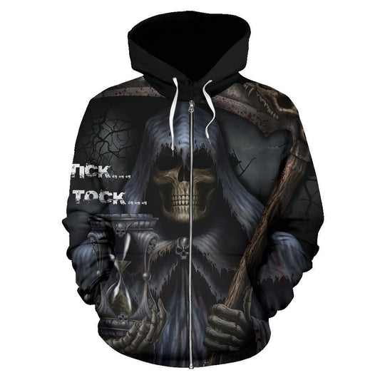 Your time is up all over zip-up hoodie-6teenth Outlet-Men's Zip-Up Hoodie - Your time is up all over zip-up hoodie-S-Vibe Cosy™