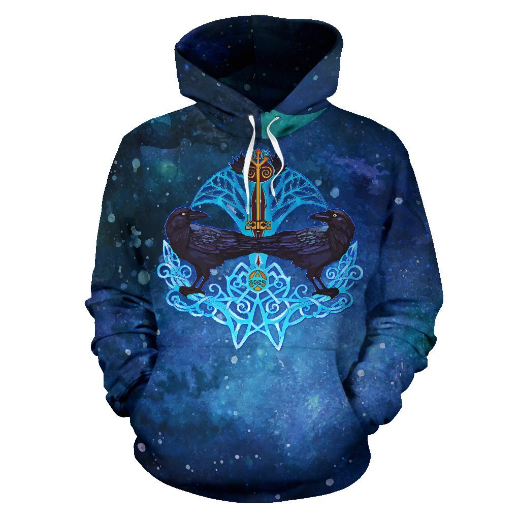 Viking Crow And Key Pullover Hoodie A7-ALL OVER PRINT HOODIES (P)-HP Arts-Hoodie-S-Blue-Vibe Cosy™