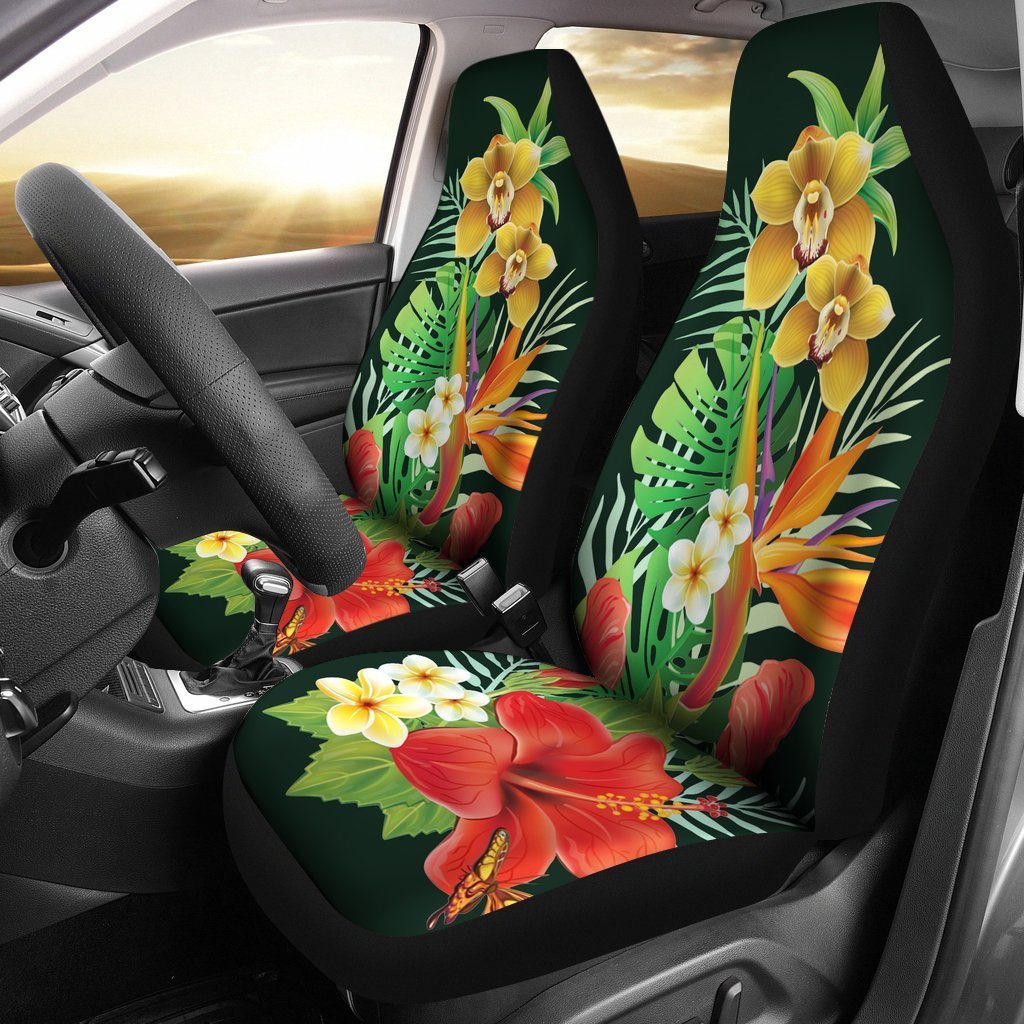 Hibiscus Car Seat Covers - AH-CAR SEAT COVERS-Alohawaii-Car Seat Covers-Universal Fit-White-Vibe Cosy™