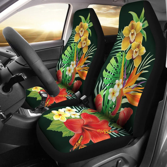 Hibiscus Car Seat Covers - AH-CAR SEAT COVERS-Alohawaii-Car Seat Covers-Universal Fit-White-Vibe Cosy™