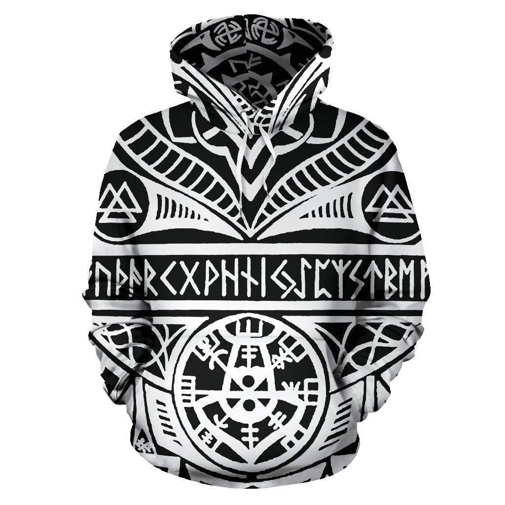 Viking Tattoos™ All Over Hoodie White K4-ALL OVER PRINT HOODIES (P)-HP Arts-Hoodie-S-White-Vibe Cosy™