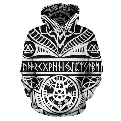 Viking Tattoos™ All Over Hoodie White K4-ALL OVER PRINT HOODIES (P)-HP Arts-Hoodie-S-White-Vibe Cosy™