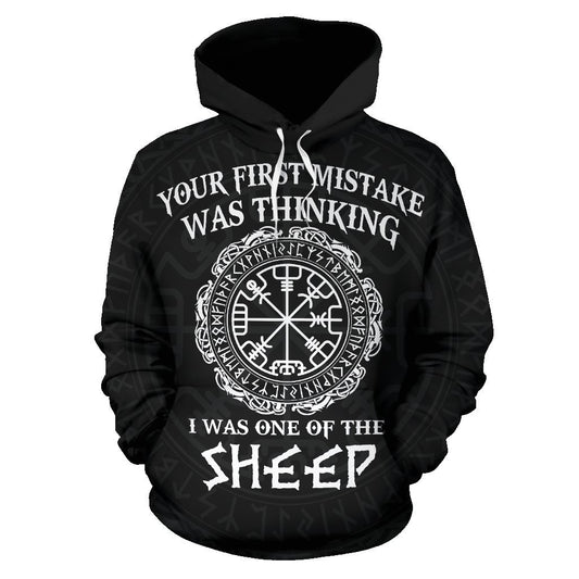 Viking Hoodie - Your First Mistake-ALL OVER PRINT HOODIES (P)-HP Arts-Hoodie-S-Black-Vibe Cosy™