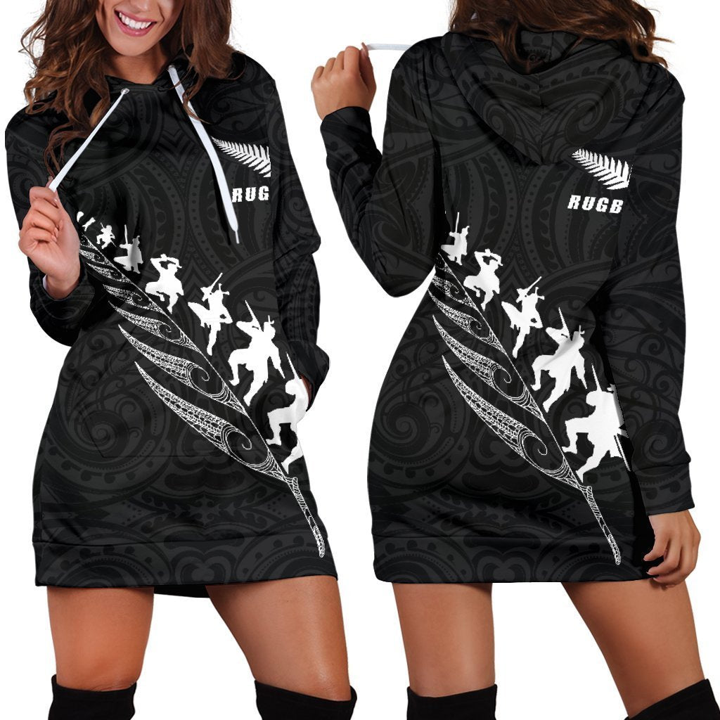 Rugby Haka Fern Hoodie Dress K24-Apparel-HD09-Hoodie Dress-S-Vibe Cosy™