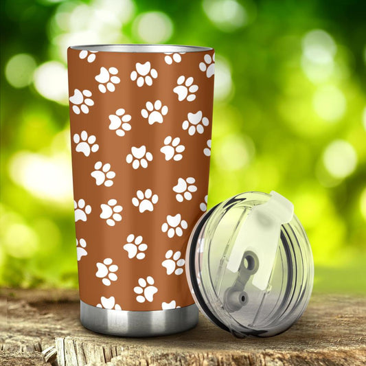 Tumbler Paw Prints Chocolate-Amaze Style™-Tumbler - Tumbler Paw Prints Chocolate-20oz Large-Vibe Cosy™