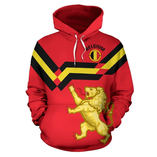 Belgium Lion Hoodie Flag Color Coat Of Arms - Sports Style TH5-Apparel-HD09-Hoodie-S-Vibe Cosy™