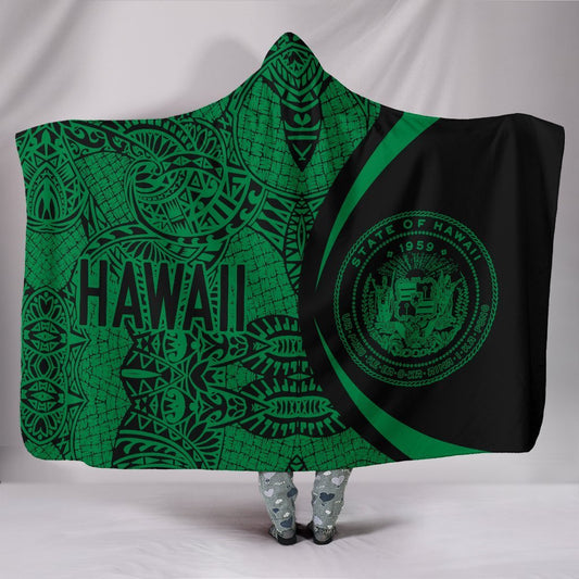 Hawaii Polynesian Hooded Blanket - Circle Style 05 J1-HOODED BLANKETS (P)-Alohawaii-Hooded Blanket-Youth 60"x45"-White-Vibe Cosy™