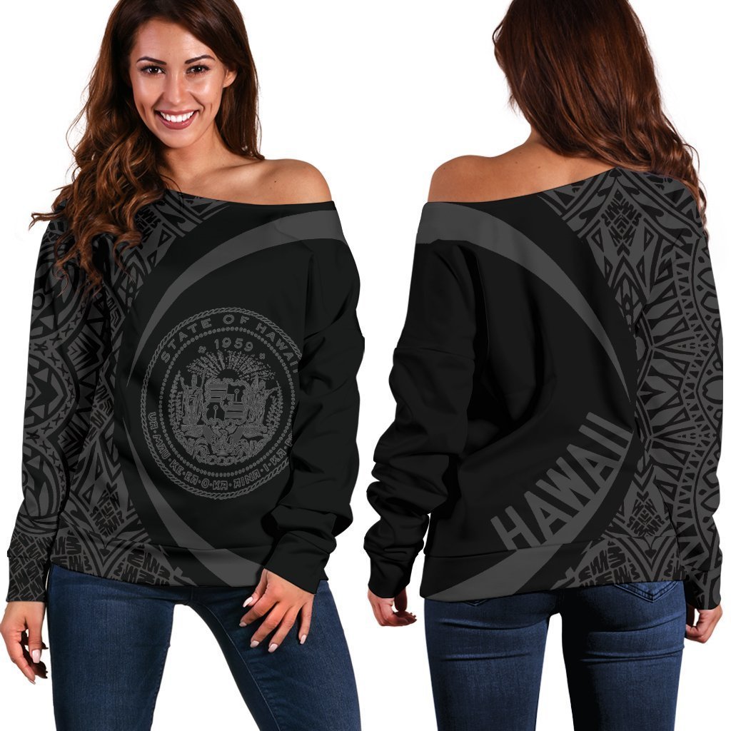 Hawaii Polynesian Women's Off Shoulder Sweater 01 - J4-WOMENS OFF SHOULDER SWEATERS-Phaethon-Women's Off Shoulder Sweater-2XS-White-Vibe Cosy™