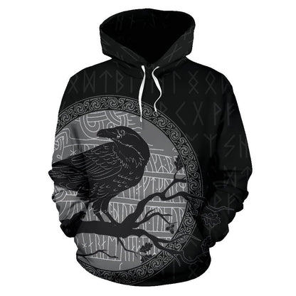 Viking Ravens - God's Guardian Hoodie-ALL OVER PRINT HOODIES (P)-HP Arts-Hoodie-S-Vibe Cosy™
