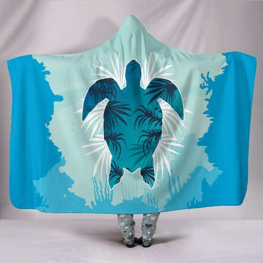 Custom Hoodie Blanket - Turtle Swimming-6teenth World™-Hooded Blanket-Youth 60"x45"-Vibe Cosy™