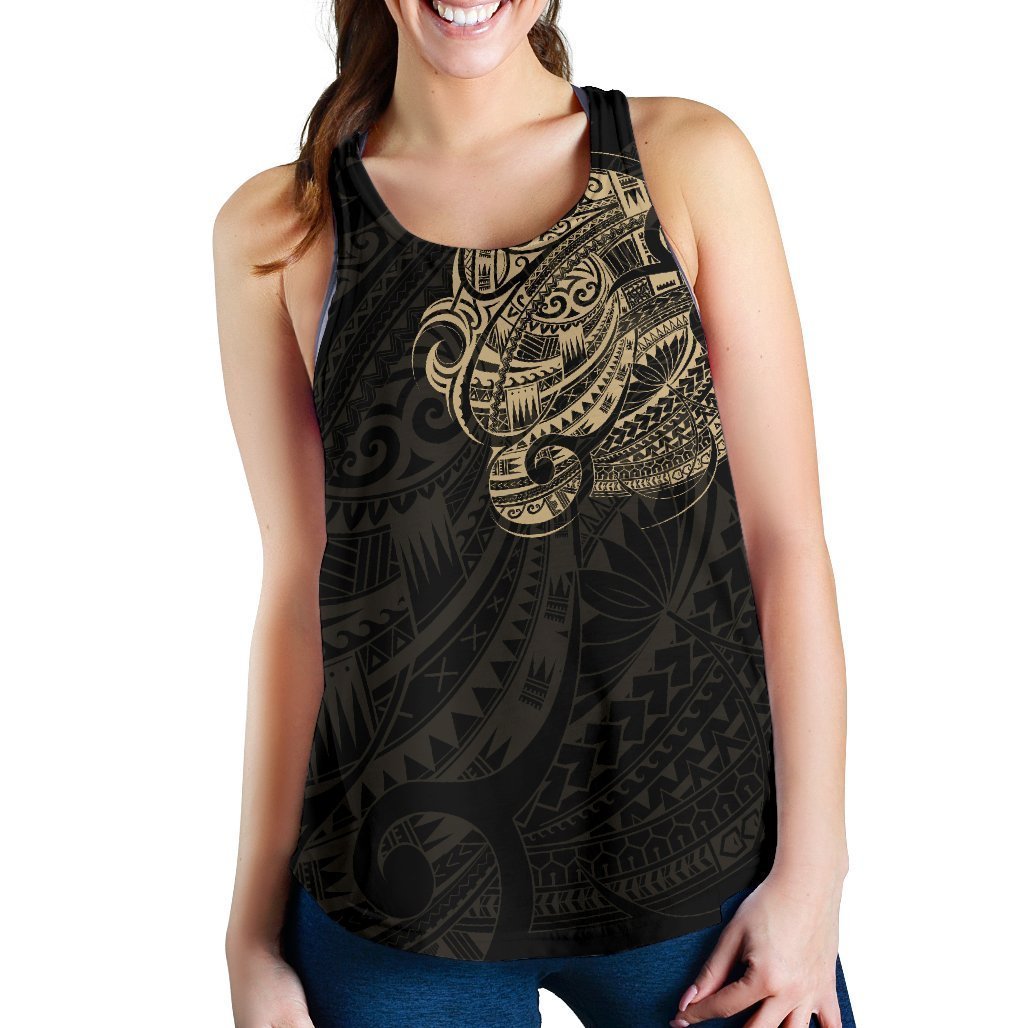 Maori Tattoo Style Women's Racerback Tank - Golden Version A74-WOMENS RACERBACK TANK-HD09-Racerback Tank Top - .-XS-Vibe Cosy™