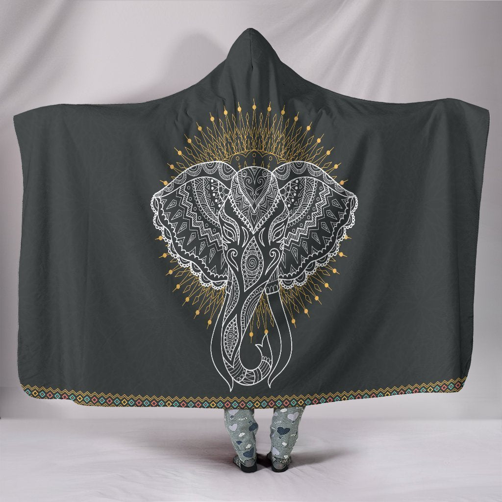 Custom Hoodie Blanket _ Elephant Love-6teenth World™-Hooded Blanket-Youth 60"x45"-Vibe Cosy™