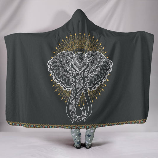 Custom Hoodie Blanket _ Elephant Love-6teenth World™-Hooded Blanket-Youth 60"x45"-Vibe Cosy™