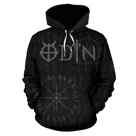 Odin - God Of Viking Hoodie-ALL OVER PRINT HOODIES (P)-HP Arts-Hoodie-S-Black-Vibe Cosy™
