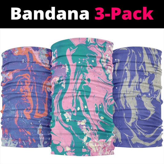 Marble Swirls Set 2 - Bandana 3 Pack-Amaze Style™-Marble Swirls Set 2 - Bandana 3 Pack-Vibe Cosy™
