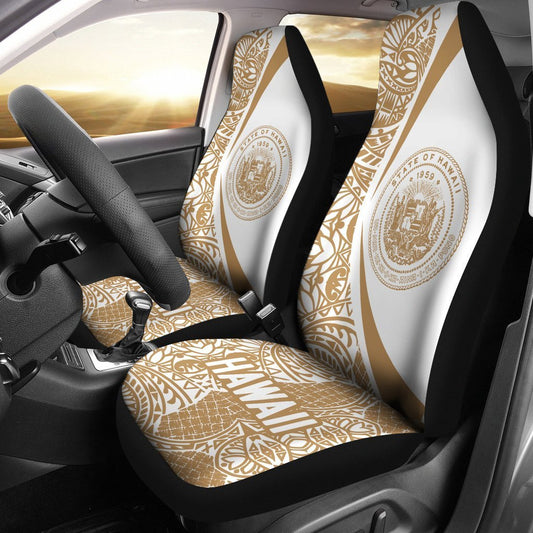 Hawaii Coat Of Arm Polynesian Car Seat Covers - Circle Style 06 J1-CAR SEAT COVERS-Alohawaii-Car Seat Covers-Universal Fit-White-Vibe Cosy™
