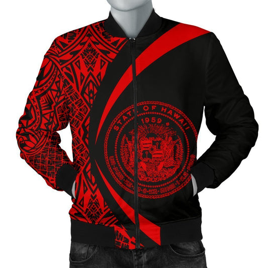 Hawaii Coat Of Arm Polynesian Men's Bomber Jacket - PL01-BOMBER JACKETS (P)-PL8386-Men's Bomber Jacket-S-White-Vibe Cosy™