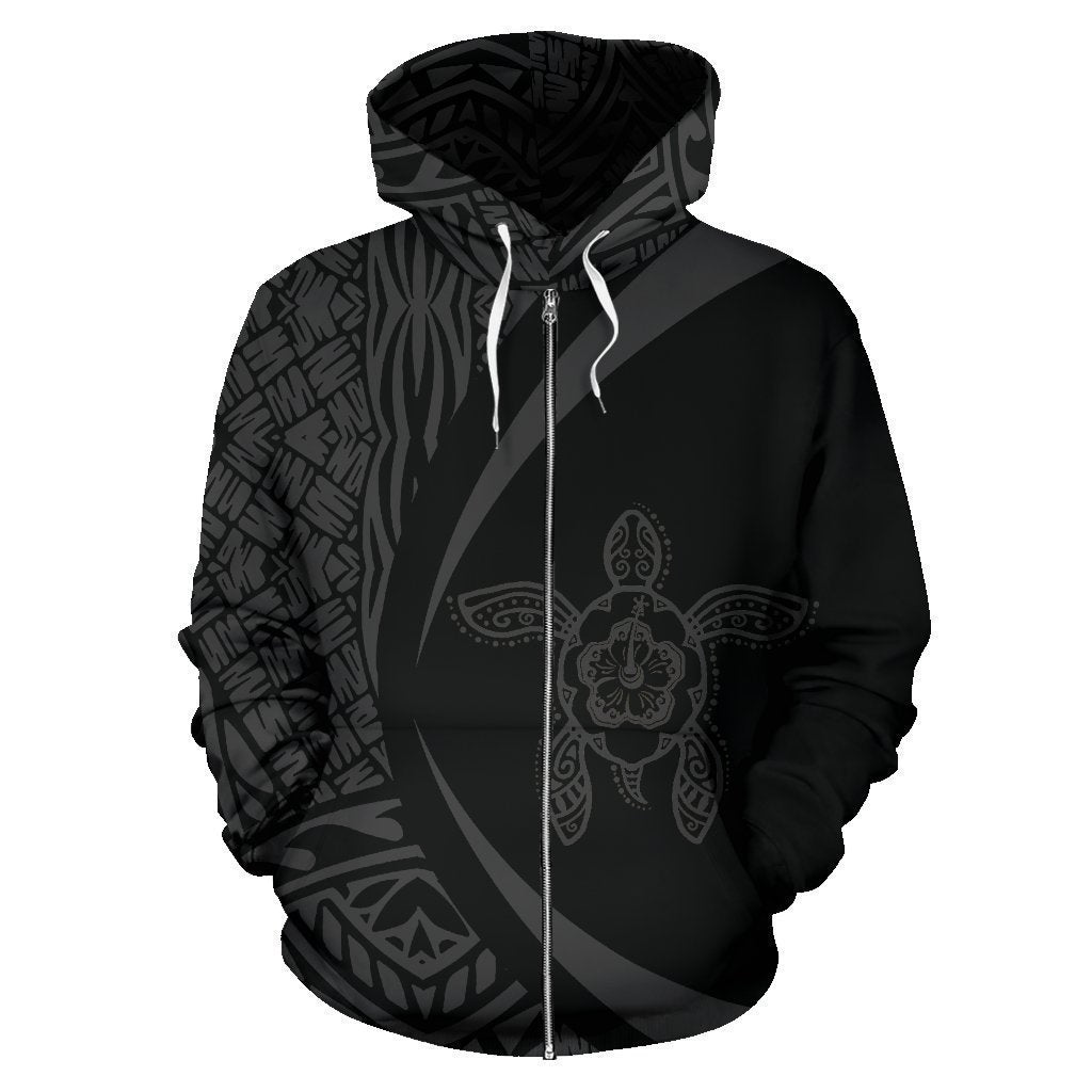 Hawaii Turtle Polynesian Hoodie - Circle Style Gray Color - AH - J9-ALL OVER PRINT HOODIES (P)-Phaethon-Zip-Up Hoodie-S-Vibe Cosy™