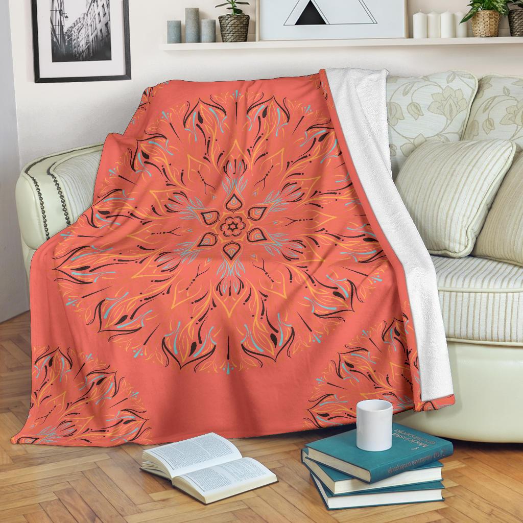 Mandala P1 (Living Coral) - Throw Blankets-Amaze Style™-Premium BlanketMandala P1 (Living Coral) - Throw Blankets-Youth (56 x 43 inches / 140 x 110 cm)-Vibe Cosy™