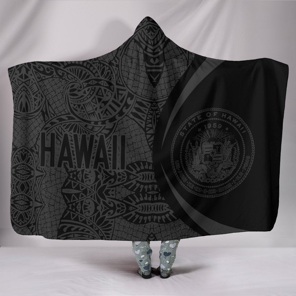 Hawaii Polynesian Hooded Blanket - Circle Style 02 J1-HOODED BLANKETS (P)-Phaethon-Hooded Blanket-Youth 60"x45"-White-Vibe Cosy™